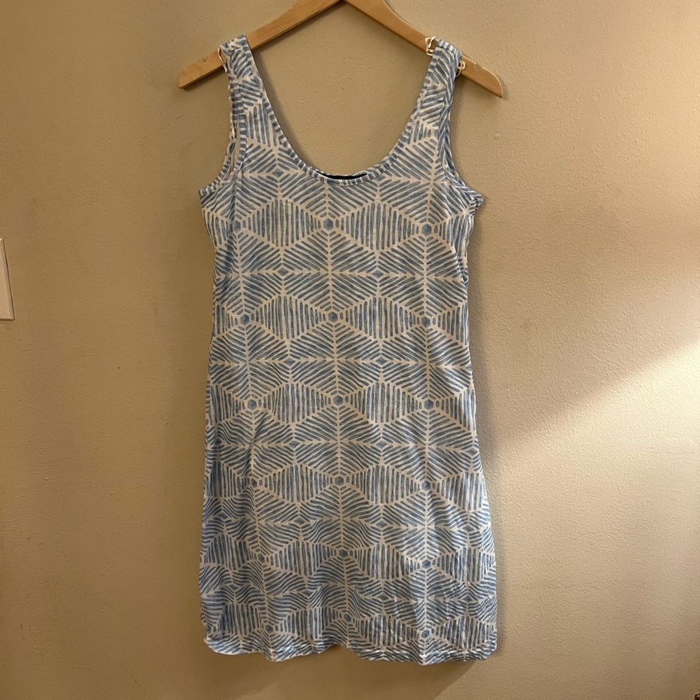Tango Mango Blue Geometric Patterned Sleeveless Dress